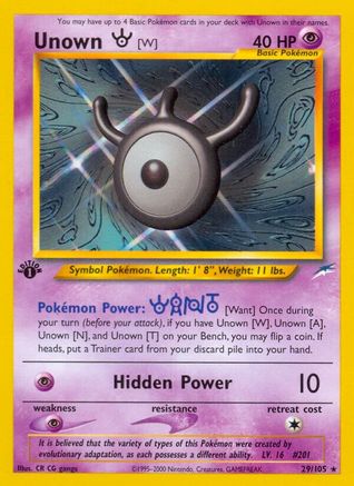 Unown [W] 29/105 - Neo Destiny 1st Edition - Poke-Collect