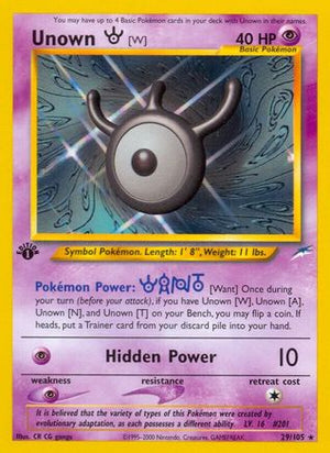 Unown [W] 29/105 - Neo Destiny 1st Edition - Poke-Collect