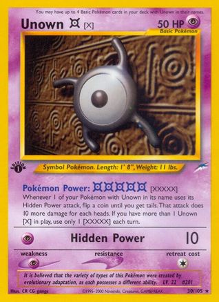 Unown [X] 30/105 - Neo Destiny Unlimited - Poke-Collect