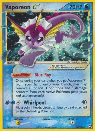 Vaporeon ★ 102/108 - Power Keepers Holofoil - Poke-Collect