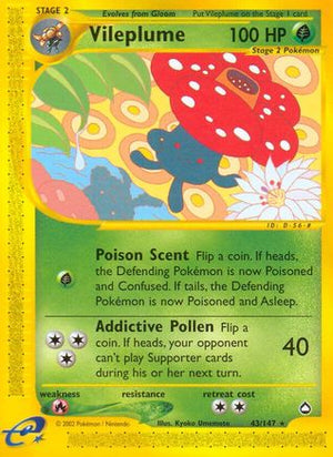 Vileplume 43/147 - Aquapolis Reverse Holofoil