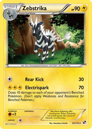 Zebstrika 43/114 - Black & White Reverse Holofoil - Poke-Collect