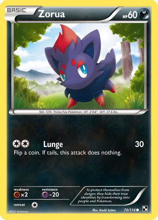Zorua 70/114 - Black & White Reverse Holofoil - Poke-Collect