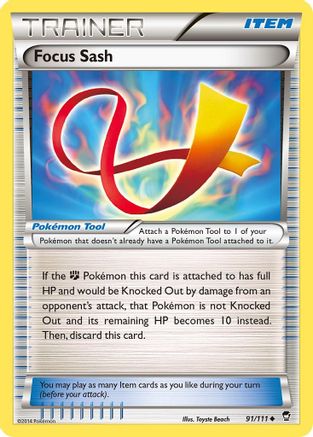Focus Sash 91/111 - XY  Furious Fists Reverse Holofoil - Poke-Collect