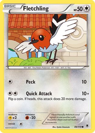 Fletchling 89/119 - XY  Phantom Forces Reverse Holofoil - Poke-Collect
