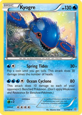 Kyogre 53/160 - XY  Primal Clash Reverse Holofoil - Poke-Collect