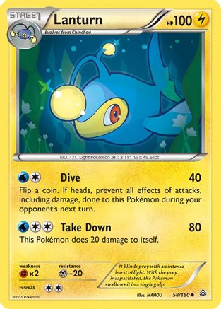 Lanturn 58/160 - XY  Primal Clash Reverse Holofoil - Poke-Collect