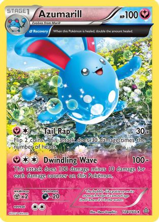 Azumarill (Alpha) 104/160 - XY  Primal Clash Reverse Holofoil - Poke-Collect