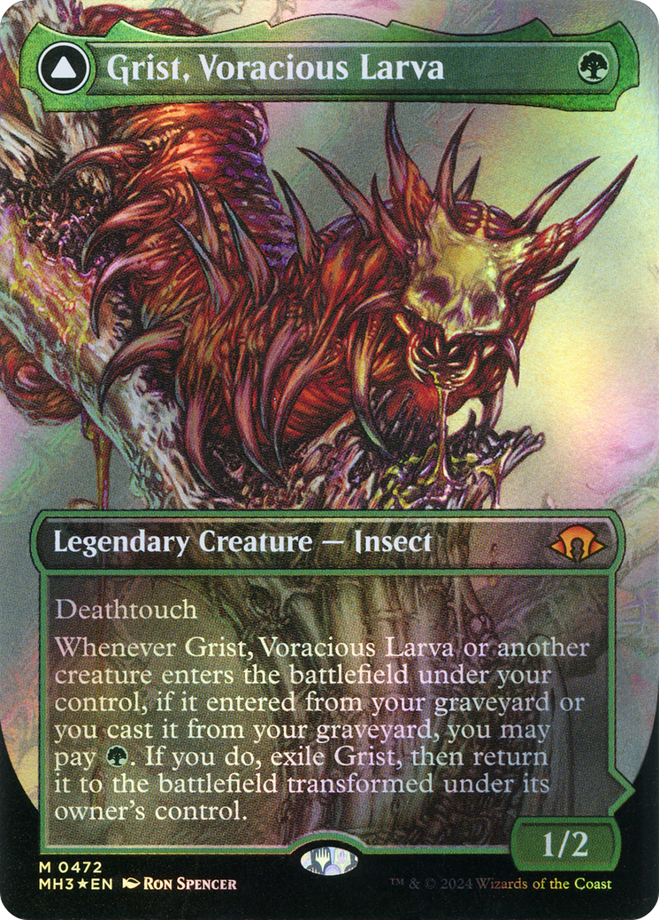 Grist, Voracious Larva (Borderless) (Textured Foil) (MH3-472) - Modern Horizons 3 (Borderless) Foil - Poke-Collect