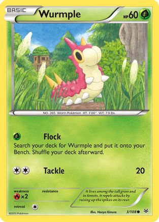 Wurmple 3/108 - Roaring Skies Reverse Holofoil - Poke-Collect