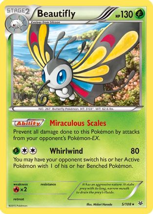 Beautifly 5/108 - XY  Roaring Skies Holofoil - Poke-Collect