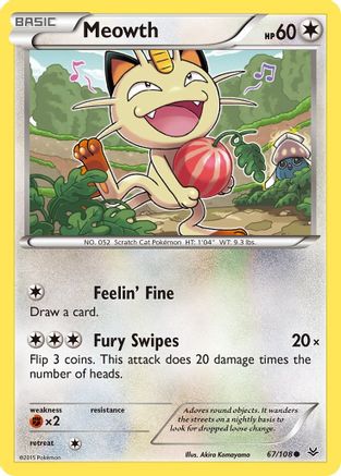 Meowth 67/108 - XY  Roaring Skies Reverse Holofoil - Poke-Collect