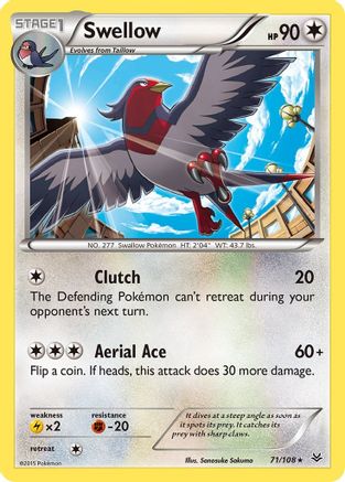 Swellow 71/108 - Roaring Skies Reverse Holofoil - Poke-Collect