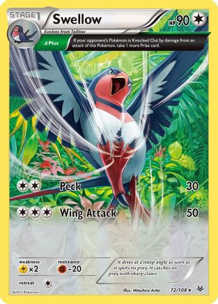 Swellow 72/108 - Roaring Skies Holofoil - Poke-Collect