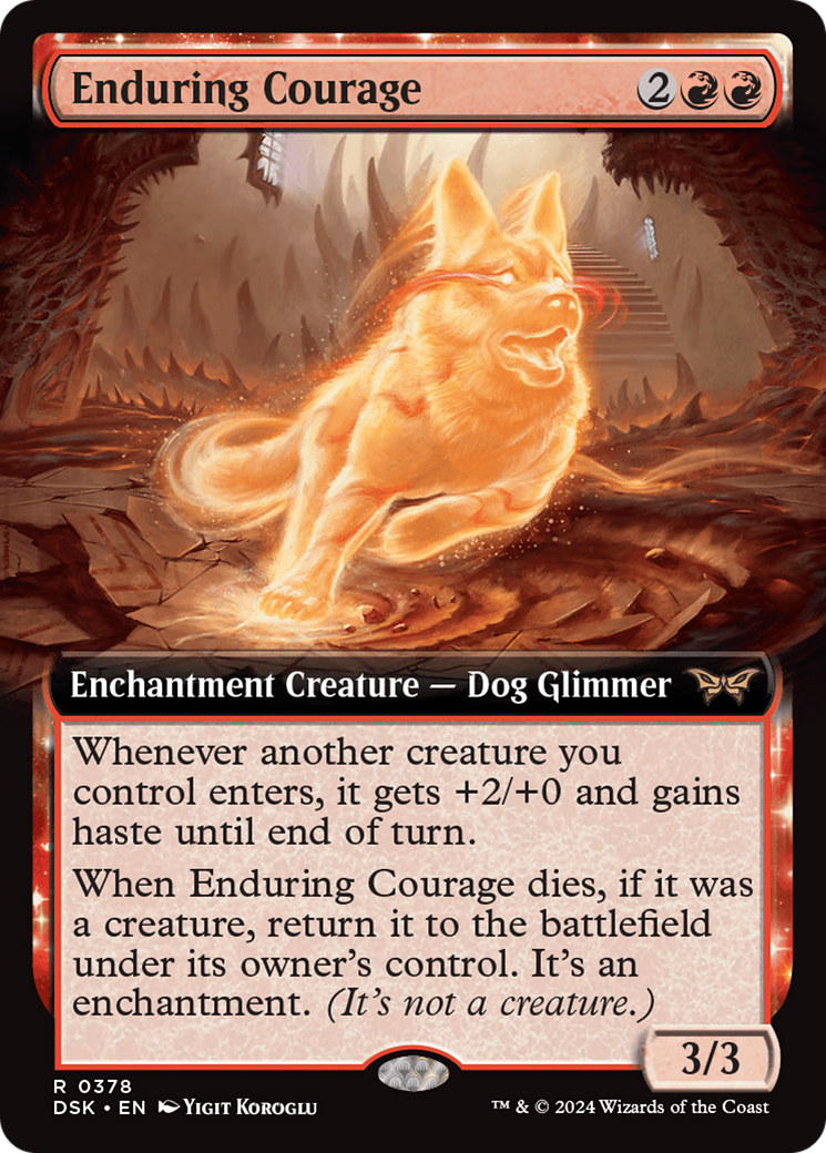 Enduring Courage (DSK-378) - Duskmourn: House of Horror: (Extended Art, enchantment) - Poke-Collect