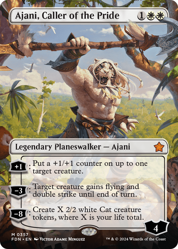 Ajani, Caller of the Pride (FDN-357) - Foundations (Borderless) - Poke-Collect