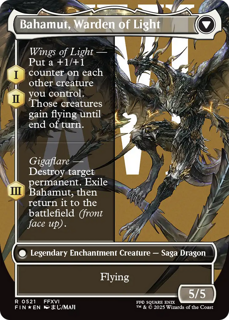 Dion, Bahamut's Dominant // Bahamut, Warden of Light (FIN-521) - FINAL FANTASY: (enchantment) (Borderless) Foil - Poke-Collect