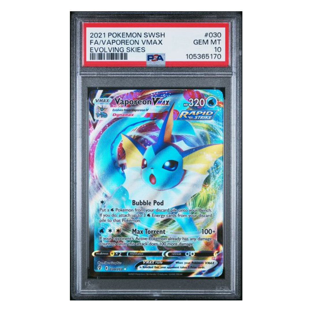 Vaporeon VMAX FA Evolving Skies #030 PSA 10 - Poke-Collect