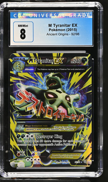 M Tyranitar EX (92 Full Art) #092 XY - Ancient Origins CGC 8