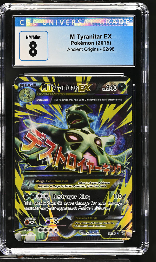 M Tyranitar EX (92 Full Art) #092 XY - Ancient Origins CGC 8