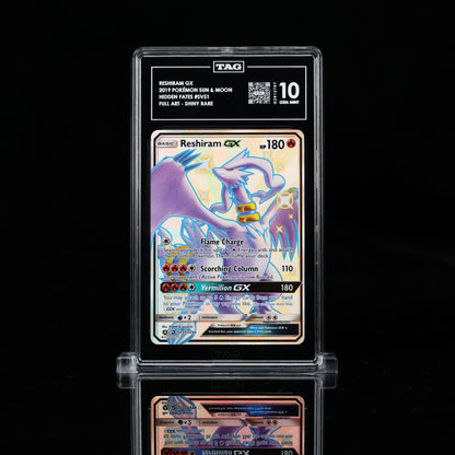 RESHIRAM GX 2019 POKÉMON SUN & MOON #SV51 HIDDEN FATES SHINY VAULT FULL ART - SHINY RARE TAG Gem Mint 10