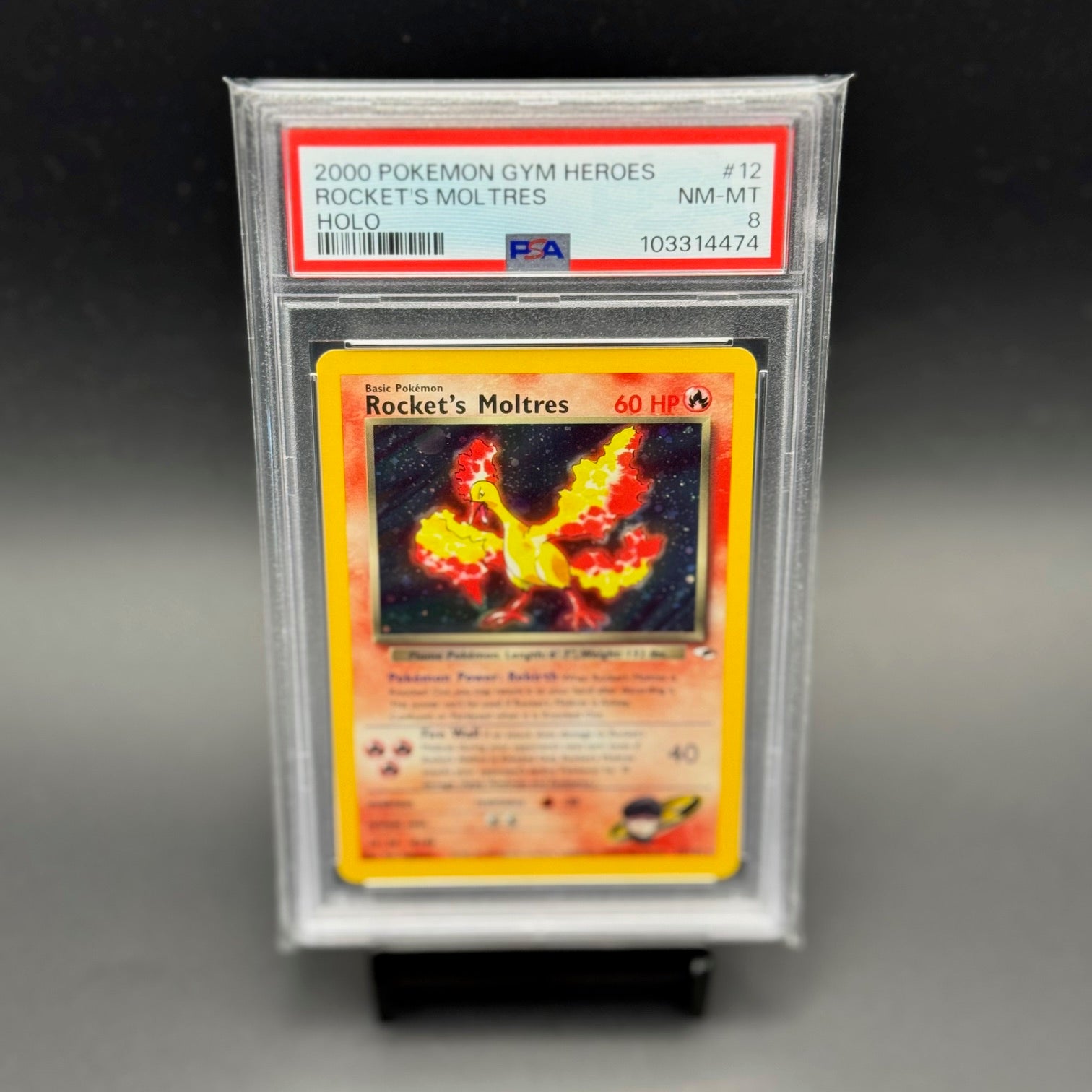 Rocket's Moltres Holo Gym Heroes #12 PSA 8 - Poke-Collect