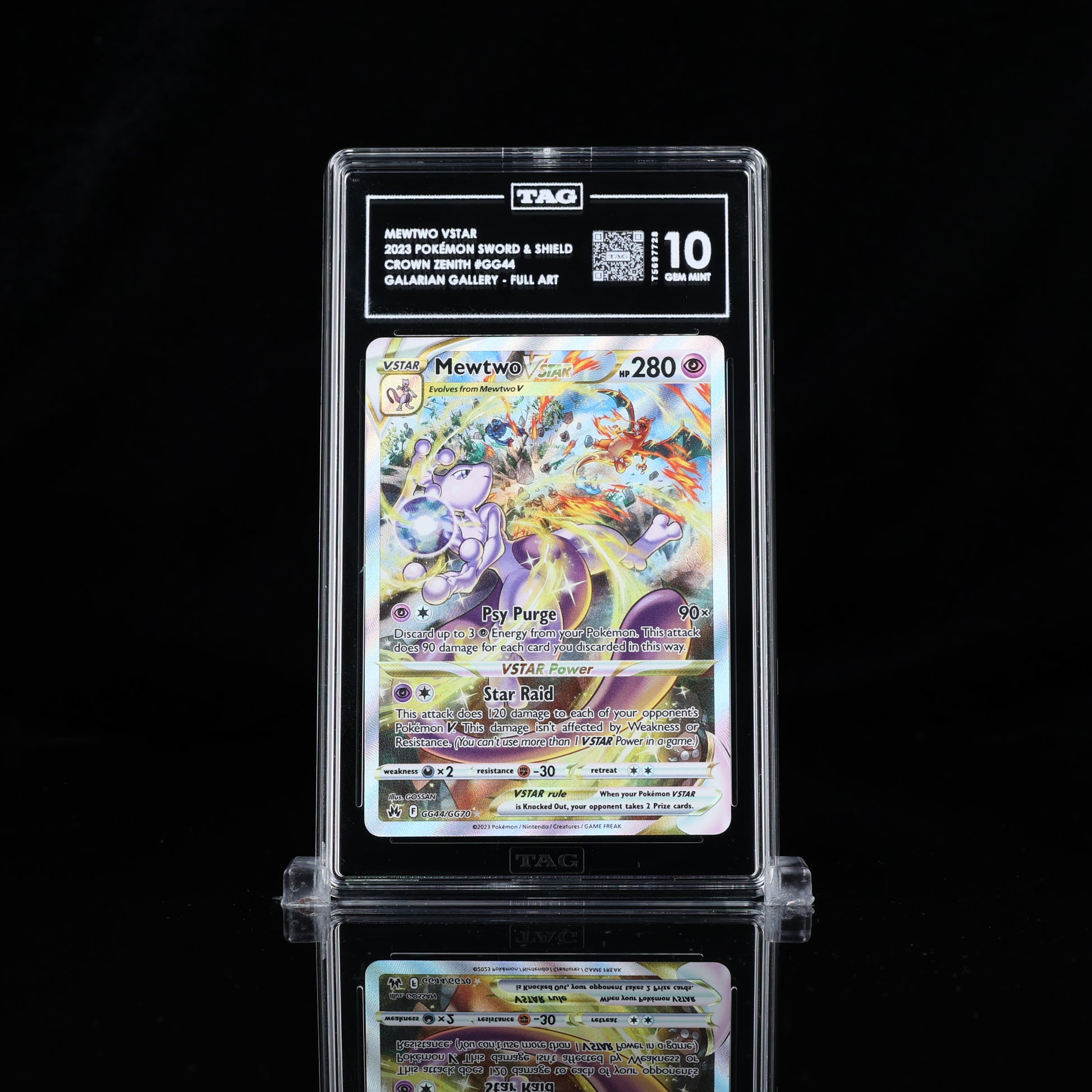 MEWTWO VSTAR 2023 POKÉMON SWORD & SHIELD #GG44 CROWN ZENITH GALARIAN GALLERY FULL ART - ULTRA RARE TAG Gem Mint 10 - Poke-Collect