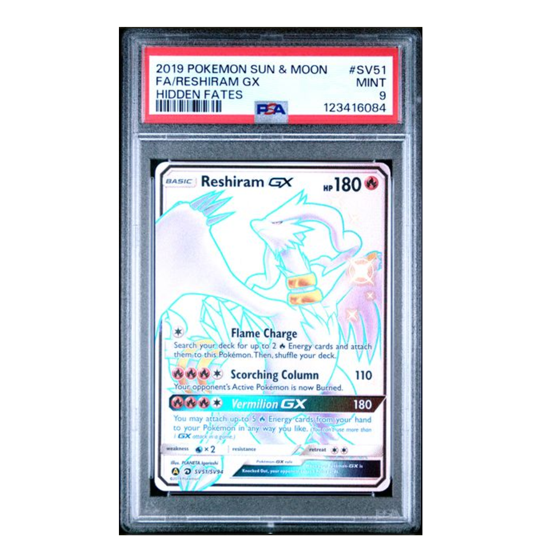 Reshiram GX FA Hidden Fates #SV51 PSA 9 - Poke-Collect