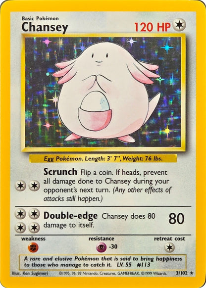 Chansey - 3/102 - Base Set Unlimited Holo Rare front