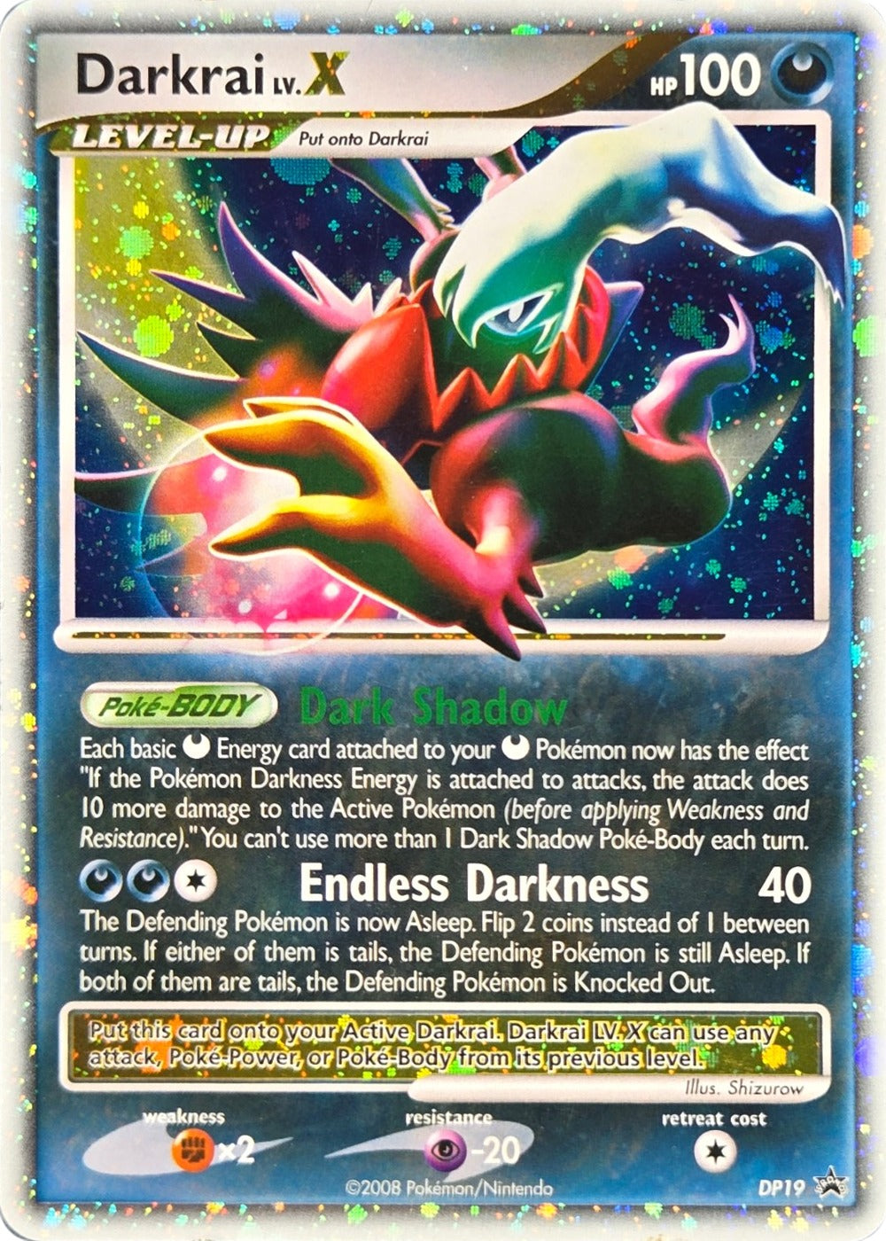 Darkrai LV.X - DP19 - DP Black Star Promos LV.X Promo Holo (Moderately Played) front