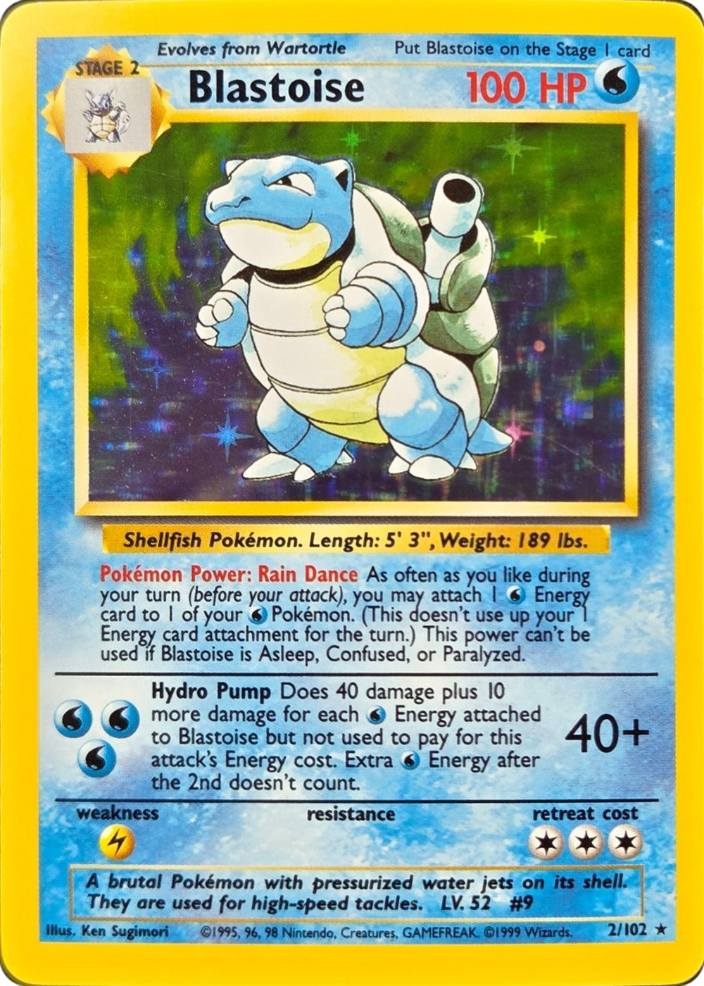 Blastoise - 2/102 - Base Set Holo Rare (Lightly Played) front
