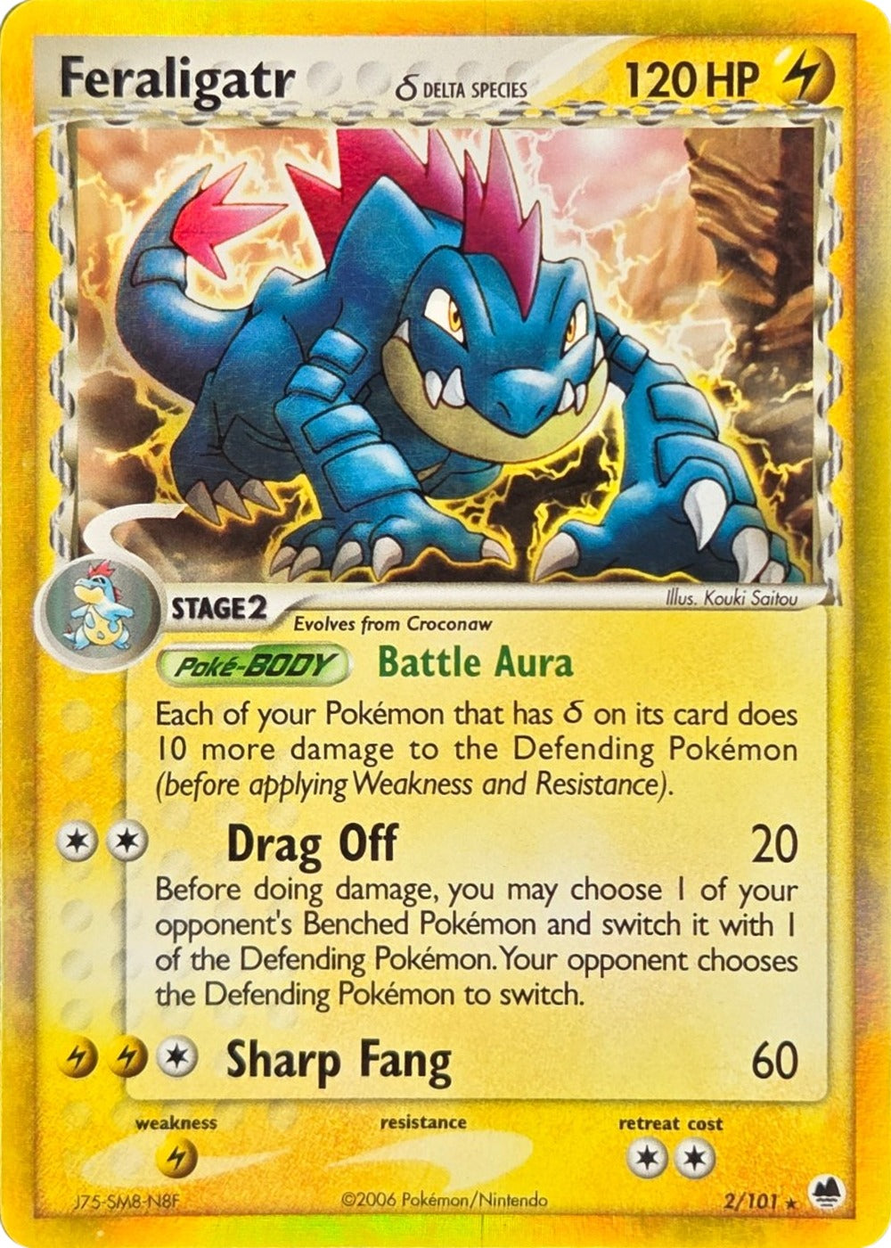 Feraligatr δ Delta Species - 2/101 - EX Dragon Frontiers Holo Rare (Moderately Played) front