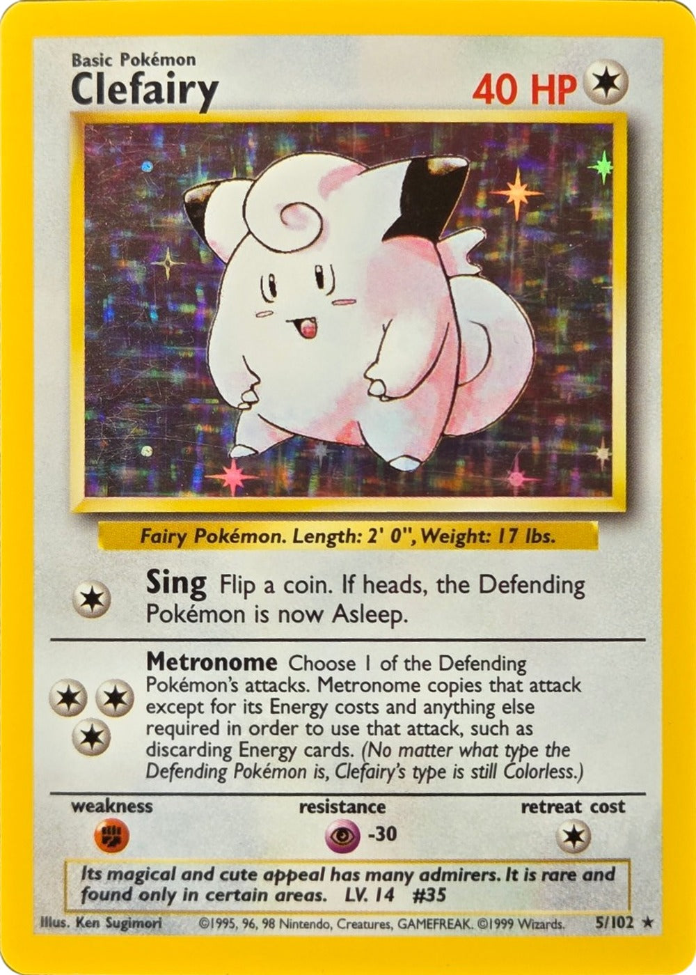 Clefairy - 5/102 - Base Set Unlimited Holo Rare (Lightly Played) front