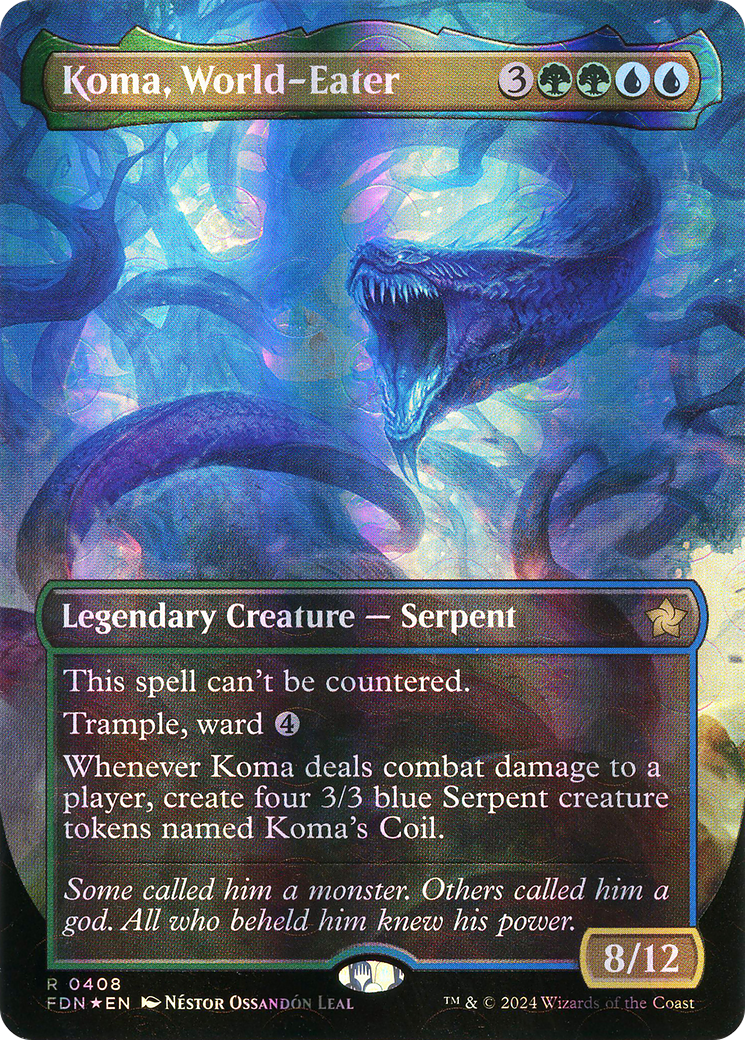 Koma, World-Eater (FDN-408) - Foundations (Borderless) Foil - Poke-Collect