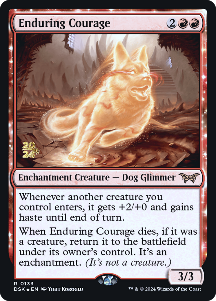 Enduring Courage (PRE-133) - Duskmourn: House of Horror Promos: (enchantment) Foil - Poke-Collect