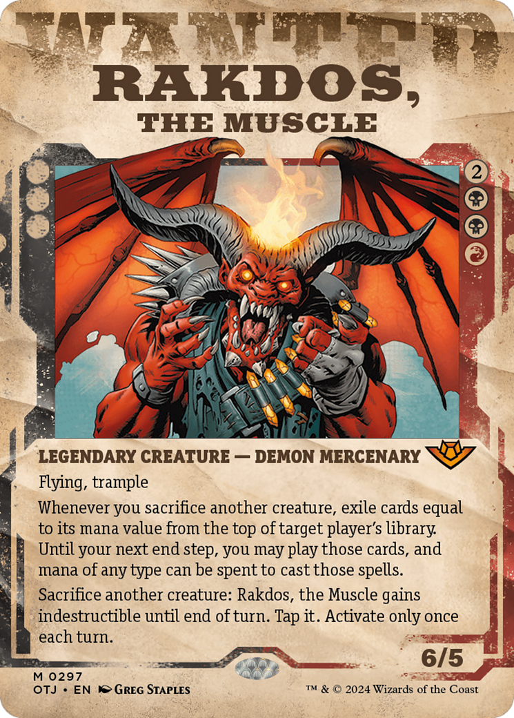 Rakdos, the Muscle (OTJ-297) - Outlaws of Thunder Junction: (Showcase) (Borderless) Foil - Poke-Collect