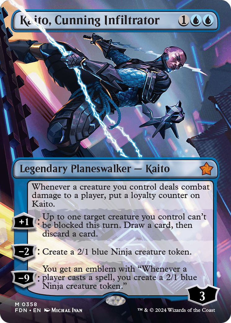 Kaito, Cunning Infiltrator (FDN-358) - Foundations (Borderless) Foil - Poke-Collect