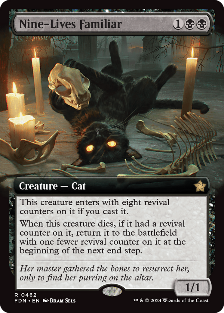 Nine-Lives Familiar (FDN-462) - Foundations: (Extended Art) Foil - Poke-Collect