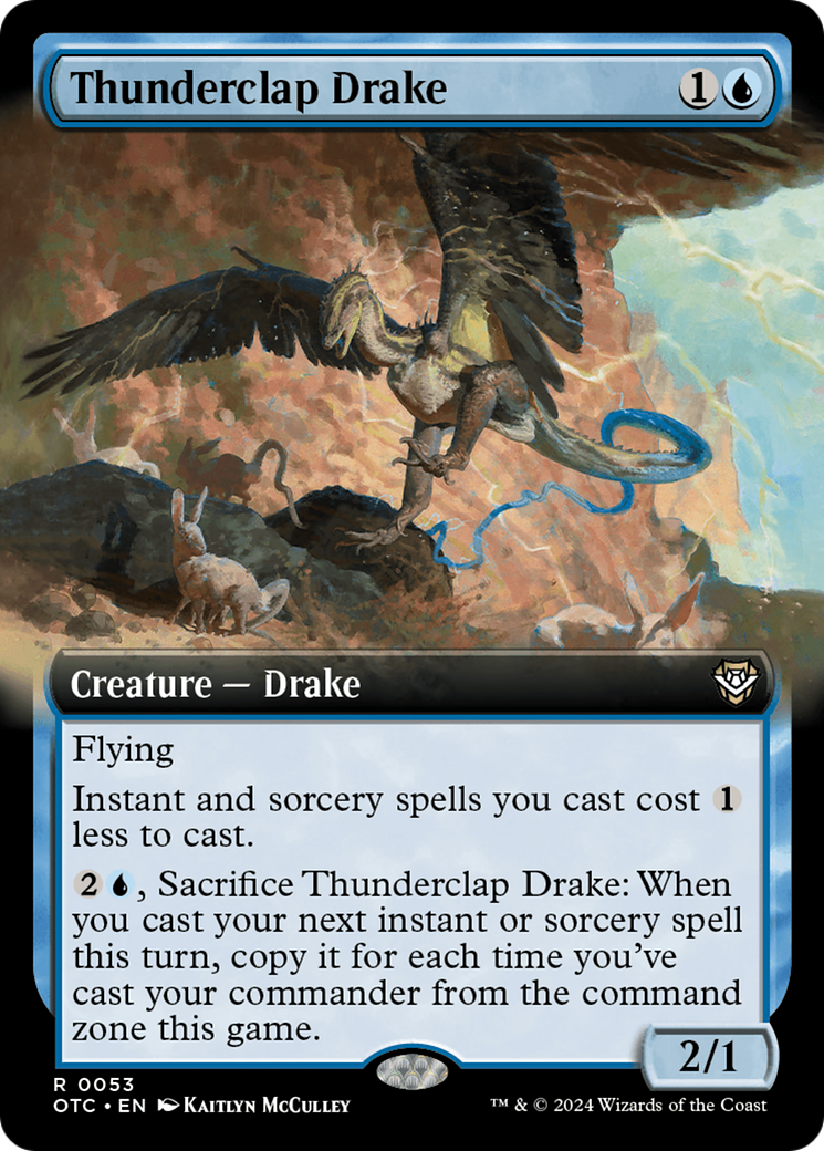 Thunderclap Drake (OTC-053) - Outlaws of Thunder Junction Commander: (Extended Art) - Poke-Collect