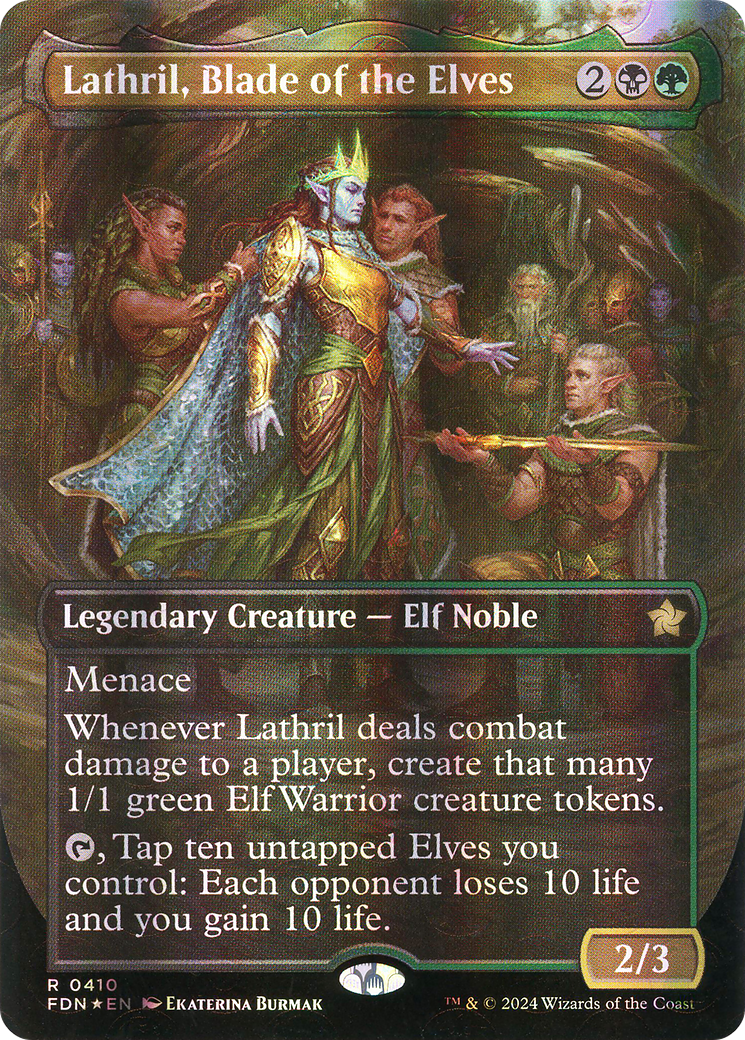 Lathril, Blade of the Elves (FDN-410) - Foundations (Borderless) Foil - Poke-Collect