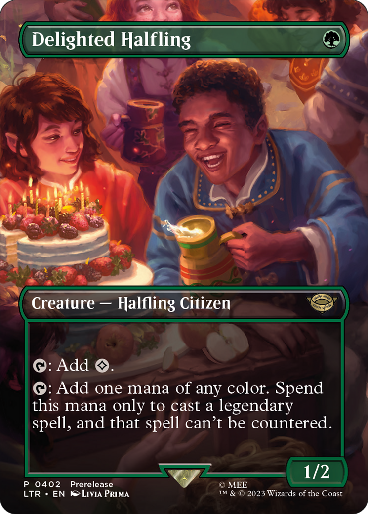Delighted Halfling (LTR-402) - The Lord of the Rings: Tales of Middle-earth (Borderless) Foil - Poke-Collect