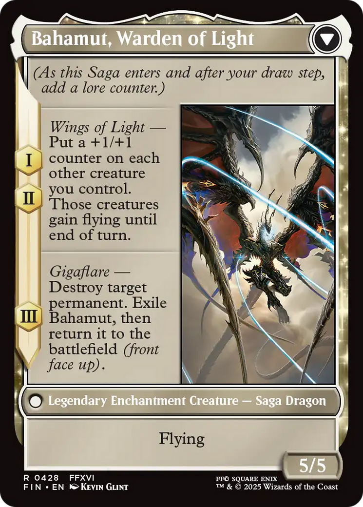 Dion, Bahamut's Dominant // Bahamut, Warden of Light (FIN-428) - FINAL FANTASY: (enchantment, Extended Art) Foil - Poke-Collect