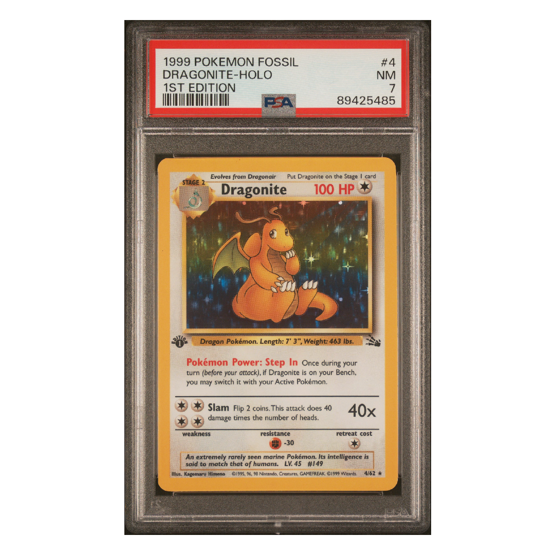 Dragonite Holo Fossil 1st Edition #4 PSA 7 - Poke-Collect
