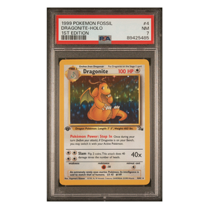 Dragonite Holo Fossil 1st Edition #4 PSA 7 - Poke-Collect