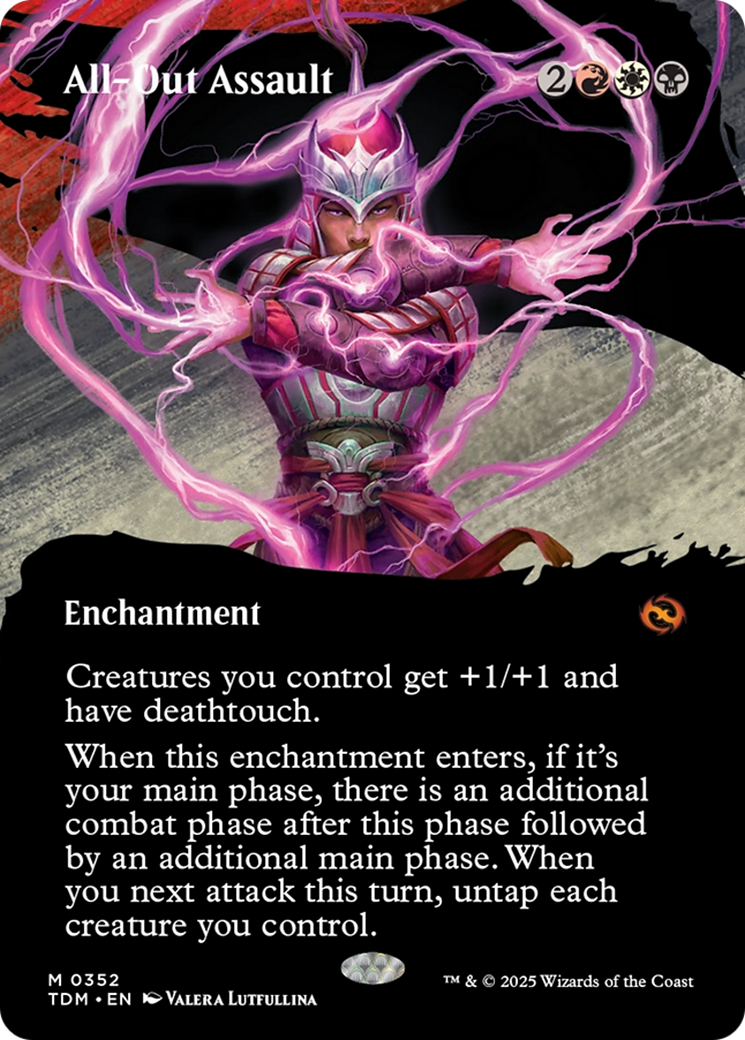 All-Out Assault (TDM-352) - Tarkir: Dragonstorm: (Showcase, enchantment) (Borderless) Foil - Poke-Collect