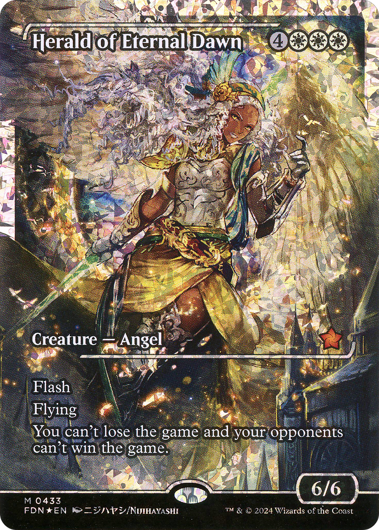 Herald of Eternal Dawn (FDN-433) - Foundations: (borderless, Showcase) Foil - Poke-Collect