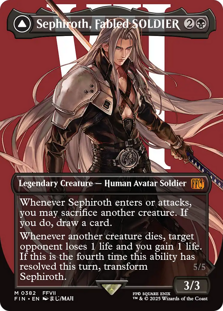Sephiroth, Fabled SOLDIER // Sephiroth, One-Winged Angel (FIN-382) - FINAL FANTASY (Borderless) Foil - Poke-Collect