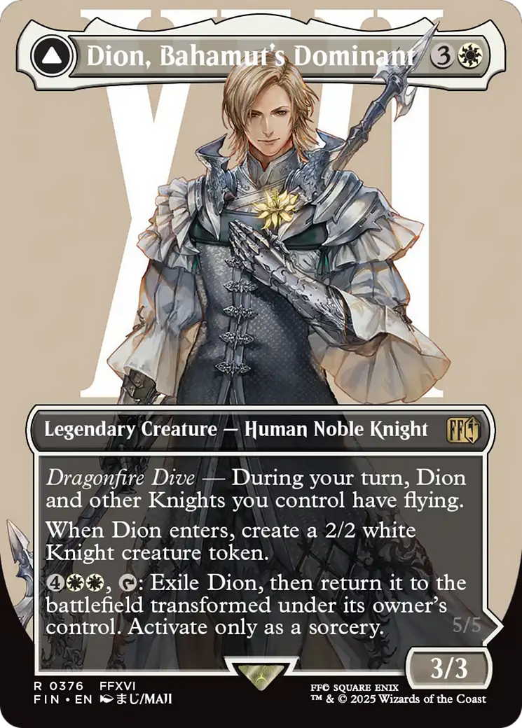 Dion, Bahamut's Dominant // Bahamut, Warden of Light (FIN-376) - FINAL FANTASY: (enchantment) (Borderless) Foil - Poke-Collect