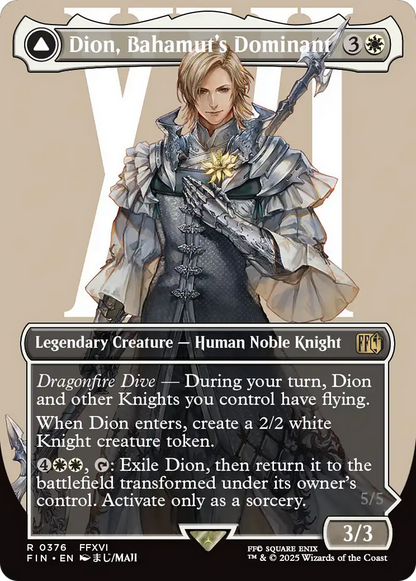 Dion, Bahamut's Dominant // Bahamut, Warden of Light (FIN-376) - FINAL FANTASY: (enchantment) (Borderless) - Poke-Collect
