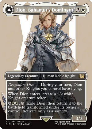 Dion, Bahamut's Dominant // Bahamut, Warden of Light (FIN-376) - FINAL FANTASY: (enchantment) (Borderless) - Poke-Collect